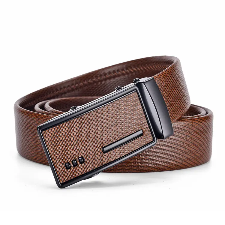Men's Brown Leather Automatic Buckle Belt — feature 7