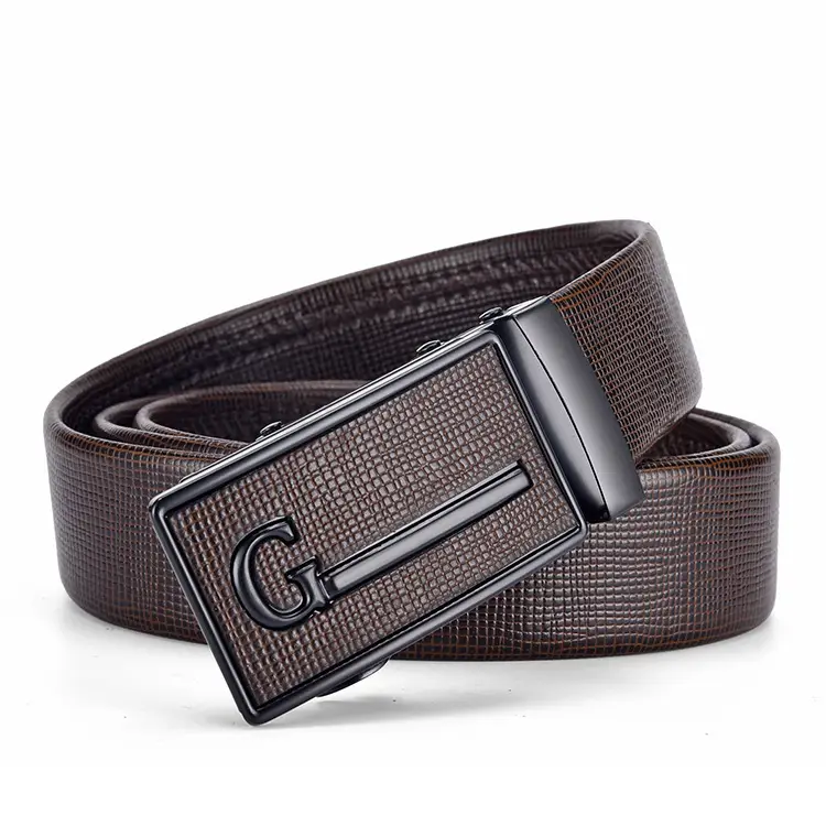 Men's Brown Leather Automatic Buckle Belt — feature 8
