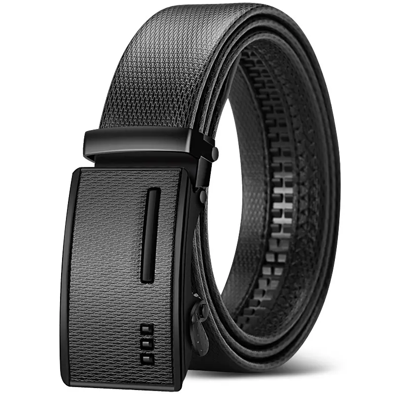 Men's Brown Leather Automatic Buckle Belt - Image 10