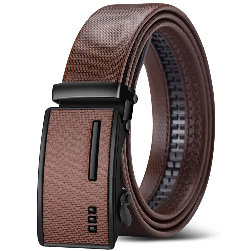 Men's Brown Leather Automatic Buckle Belt - Image 12