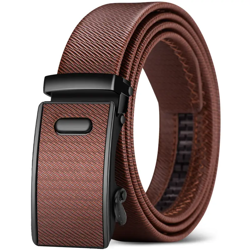 Men's Brown Leather Automatic Buckle Belt - Image 15