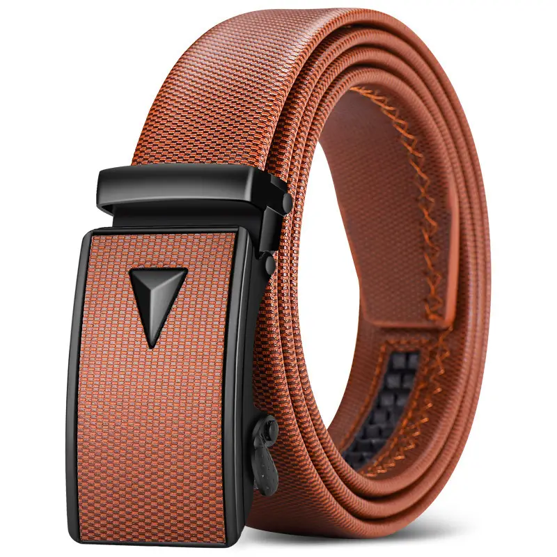 Men's Brown Leather Automatic Buckle Belt - Image 2