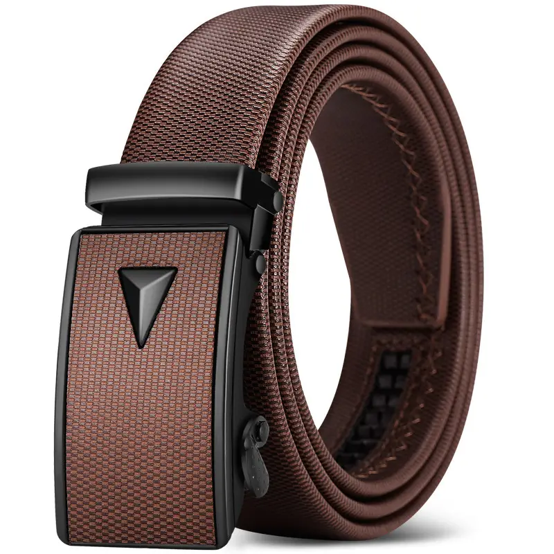 Men's Brown Leather Automatic Buckle Belt - Image 3