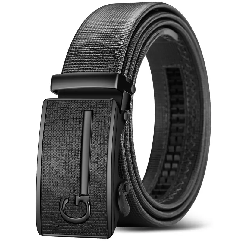 Men's Brown Leather Automatic Buckle Belt - Image 4