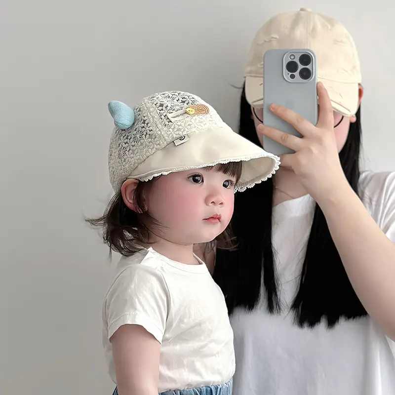 Girls Sun Hat with Cute Beads & Big Brim - Image 5