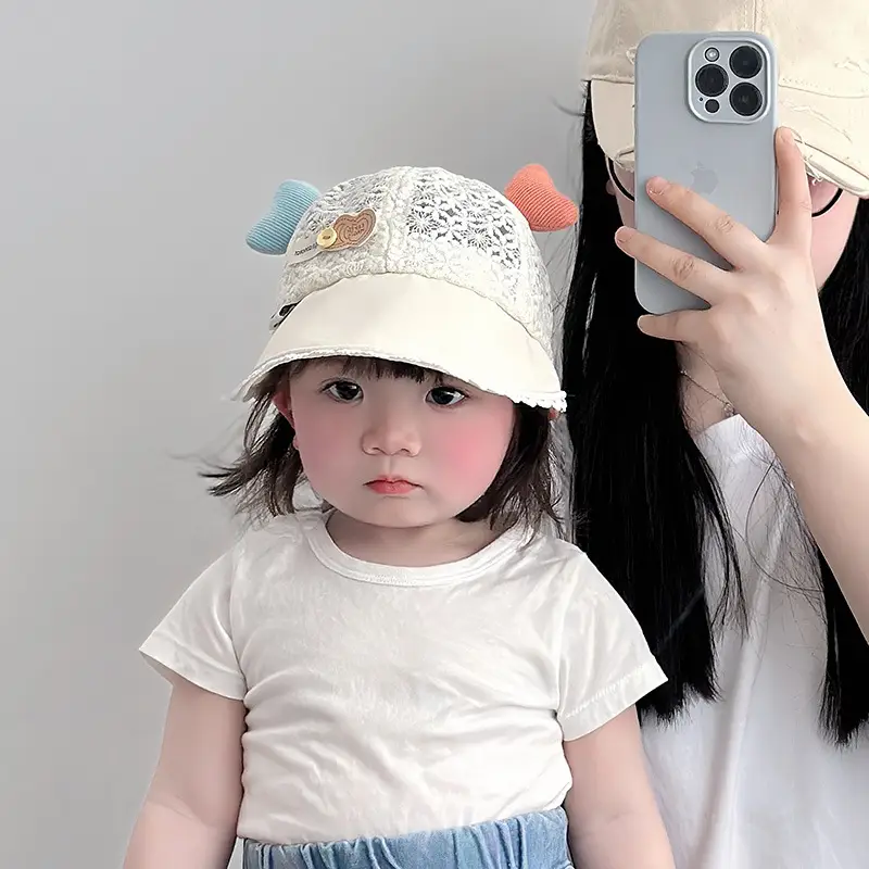 Girls Sun Hat with Cute Beads & Big Brim - Image 6