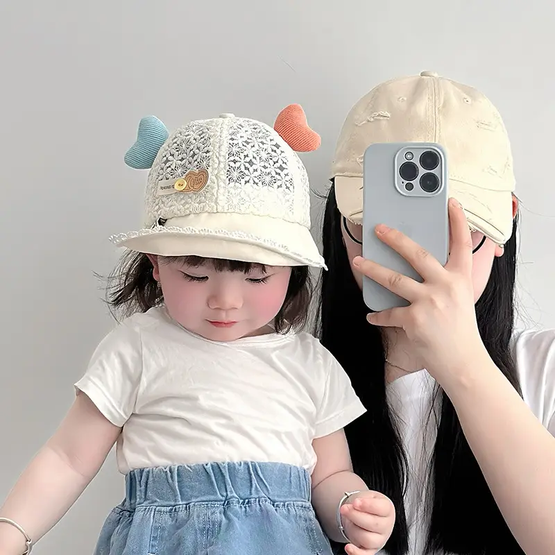 Girls Sun Hat with Cute Beads & Big Brim - Image 7