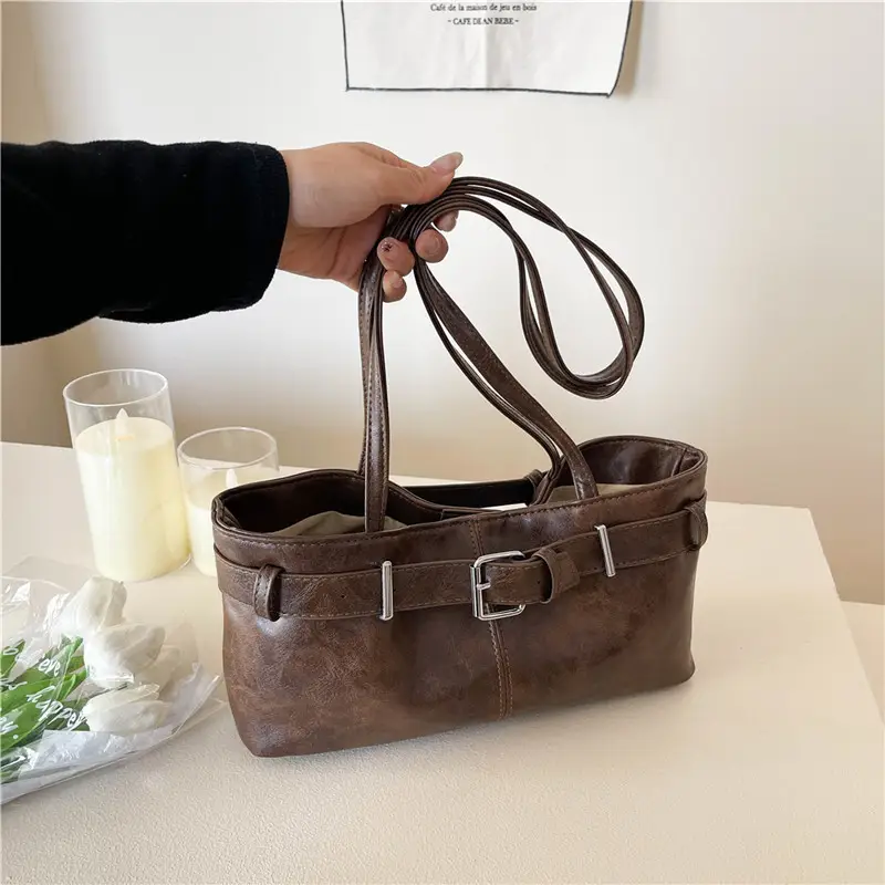 2025 Retro Brown Leather Shoulder Bag for Women - Image 5