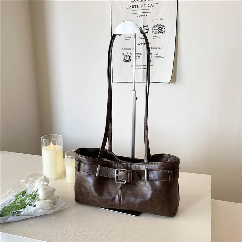 2025 Retro Brown Leather Shoulder Bag for Women - Image 6