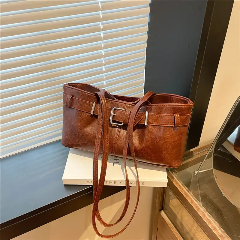 2025 Retro Brown Leather Shoulder Bag for Women - Image 8