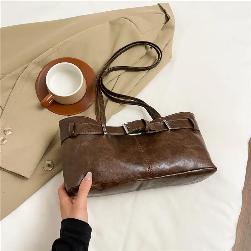 2025 Retro Brown Leather Shoulder Bag for Women - Image 2