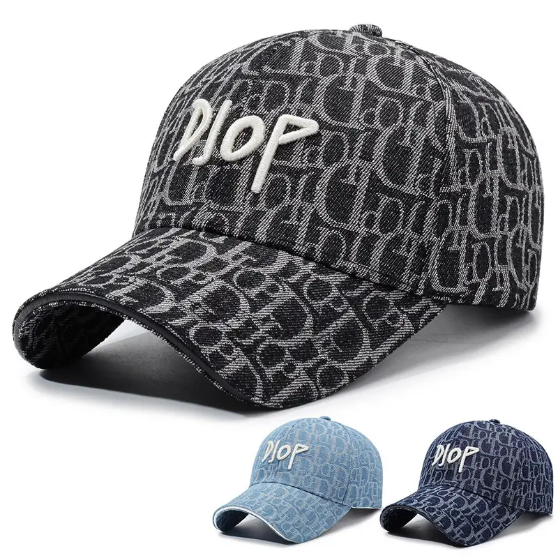 Men's Blue Printed Baseball Cap with "BOP" Embroidery - Image 5