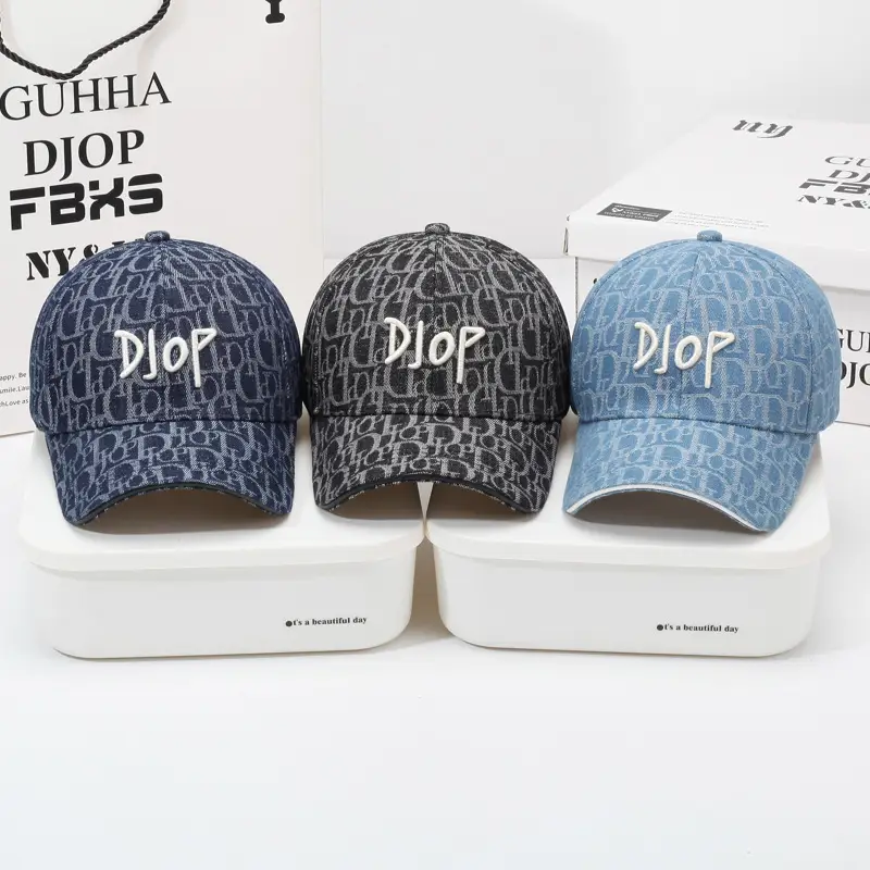 Men's Blue Printed Baseball Cap with "BOP" Embroidery - Image 6