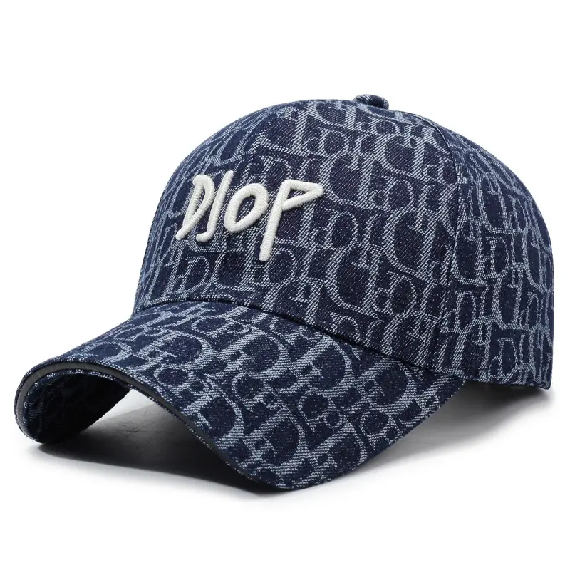 Men's Blue Printed Baseball Cap with "BOP" Embroidery - Image 2