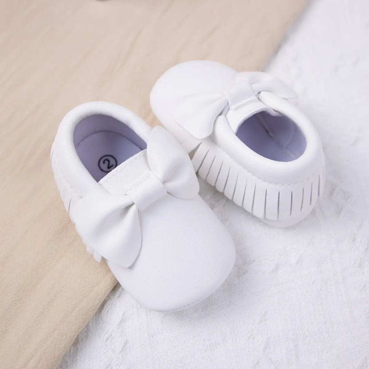 Gold Tassel Bow Slip-On Baby Shoes 0-1Yr Soft Soled
