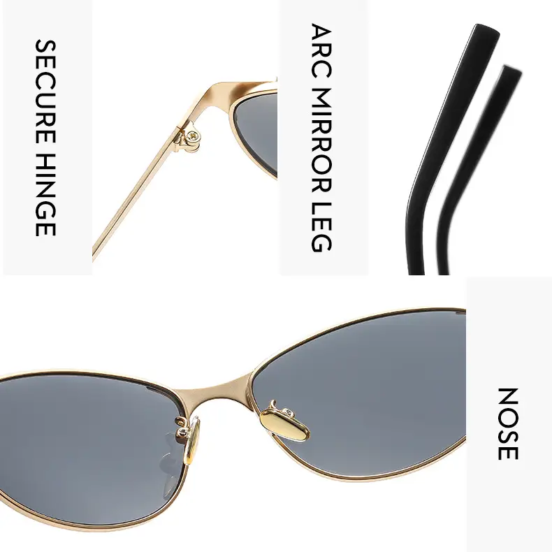 American Cat's Eye Wind Sunglasses Gold Frame — feature 10
