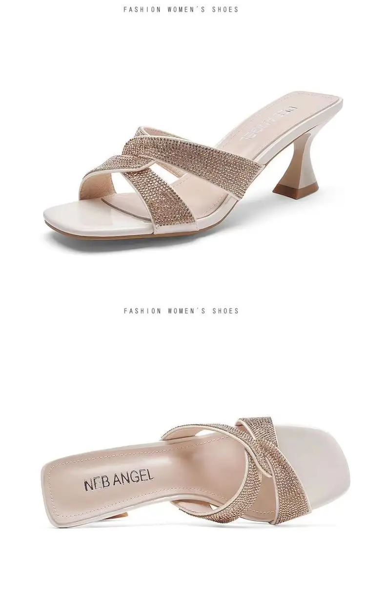 Women Rhinestone Mid Heel Sandals 2025 Summer — feature 13