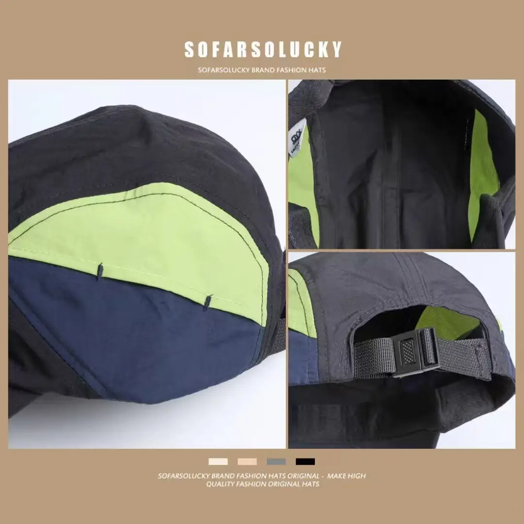 Men Color-Blocked Quick-Drying Baseball Cap with Duckbill Design - Image 8