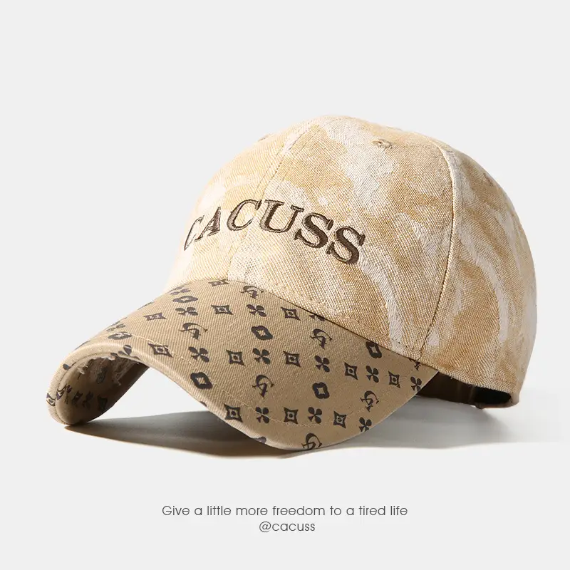 Cactus Embroidered Beige Baseball Cap for Girls & Men