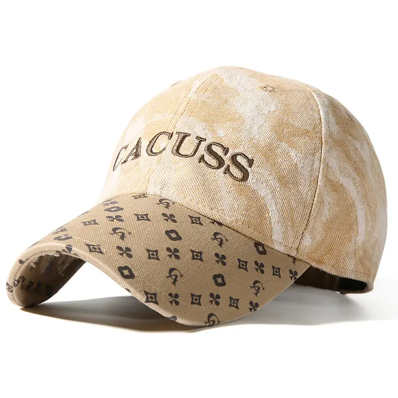 Cactus Embroidered Beige Baseball Cap for Girls & Men