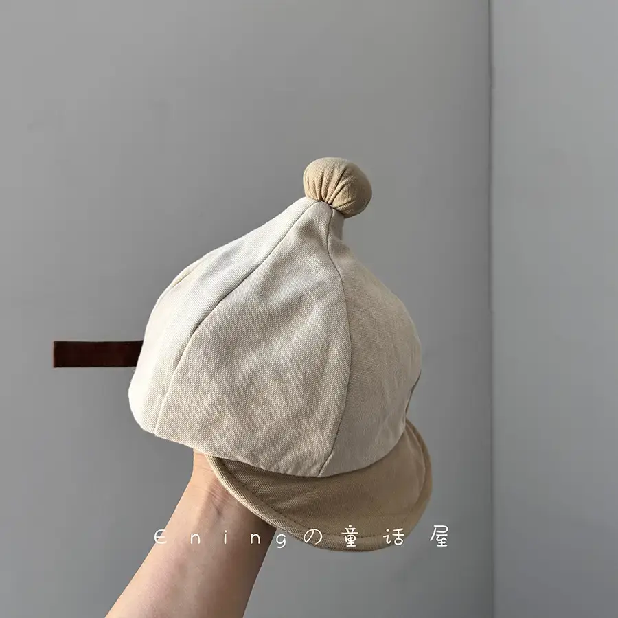 Baby Bean Hat Cotton Linen Spring Autumn Small - Image 6