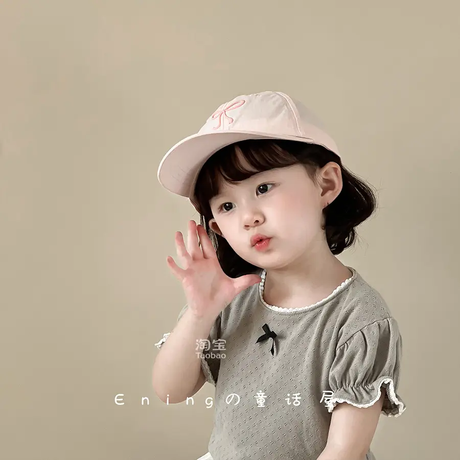 Pink Bow Baseball Cap for Girls & Babies Summer Sunscreen Cap - Image 9
