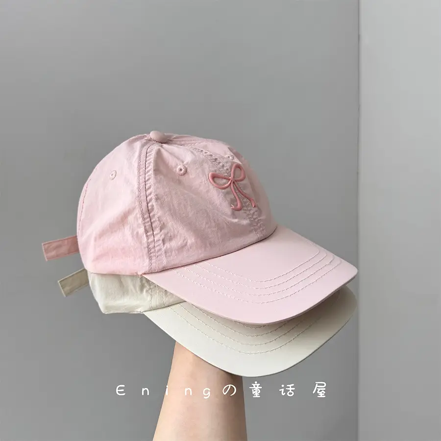 Pink Bow Baseball Cap for Girls & Babies Summer Sunscreen Cap - Image 11