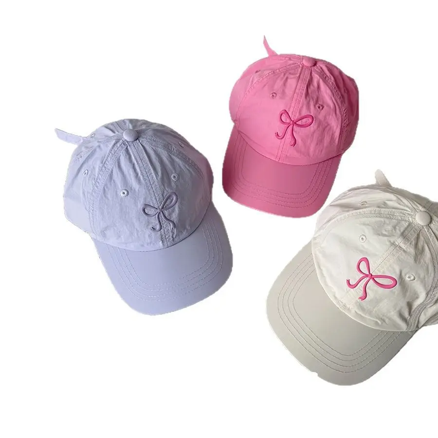 Pink Bow Baseball Cap for Girls & Babies Summer Sunscreen Cap - Image 12