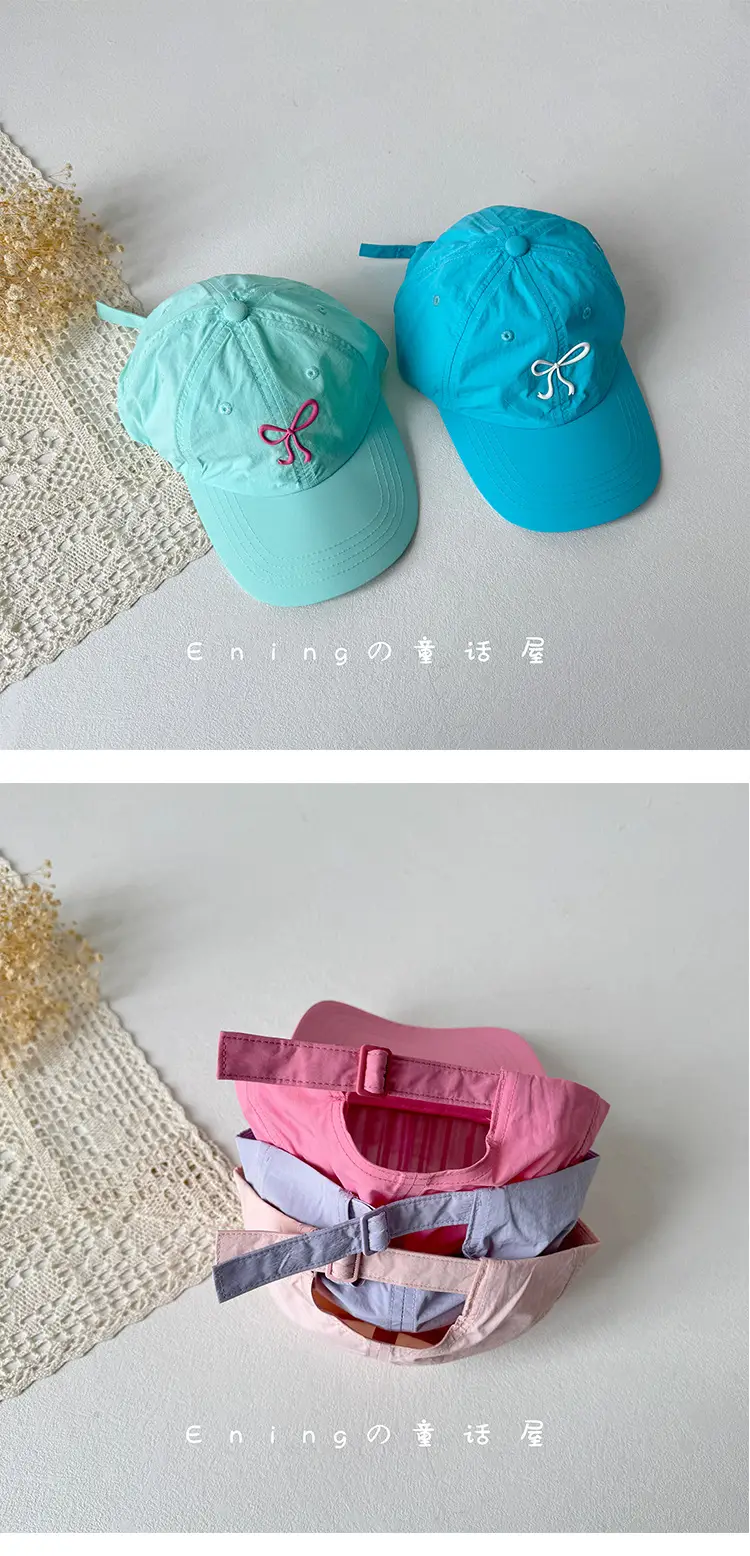 Pink Bow Baseball Cap for Girls & Babies Summer Sunscreen Cap — feature 10