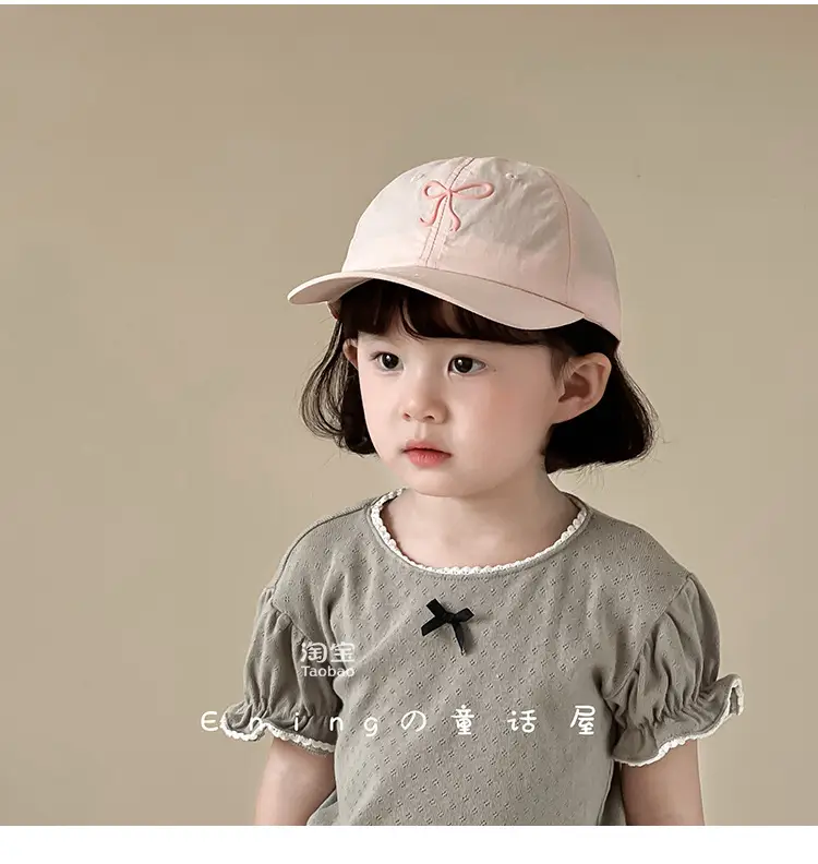 Pink Bow Baseball Cap for Girls & Babies Summer Sunscreen Cap — feature 4