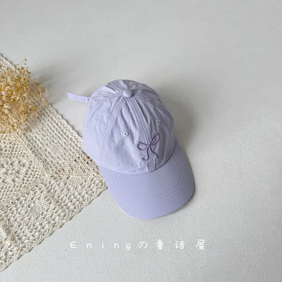 Pink Bow Baseball Cap for Girls & Babies Summer Sunscreen Cap - Image 3