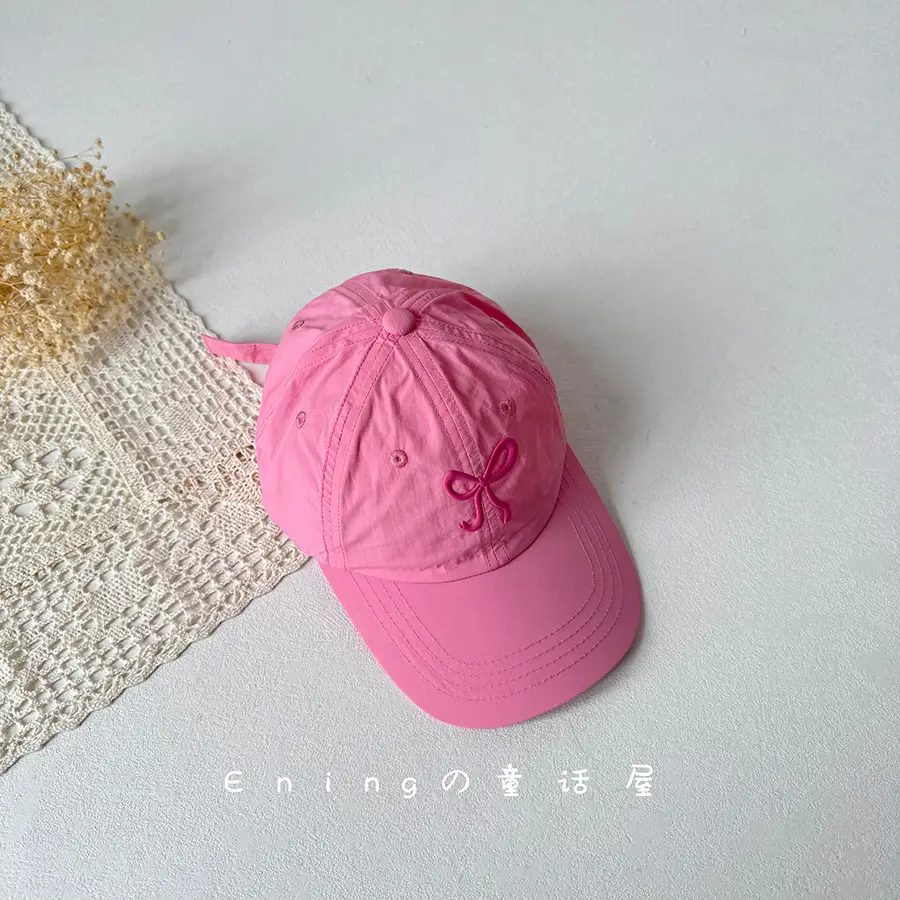 Pink Bow Baseball Cap for Girls & Babies Summer Sunscreen Cap - Image 4