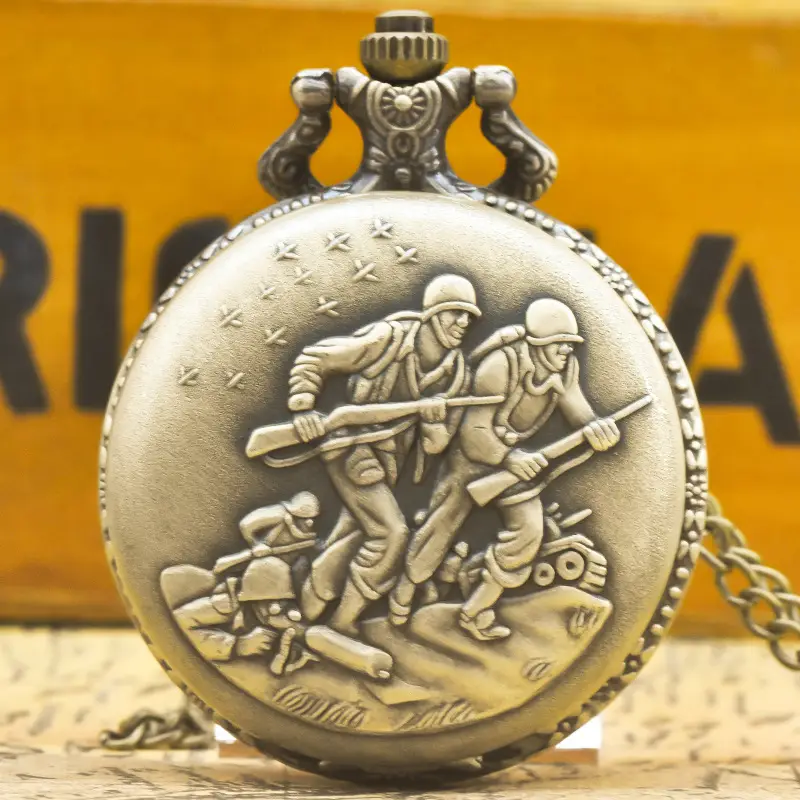 Large Quartz Flip Watch Gun Color Bullet Pocket Watch - Image 5