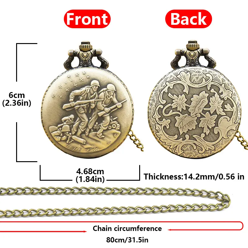 Large Quartz Flip Watch Gun Color Bullet Pocket Watch — feature 8