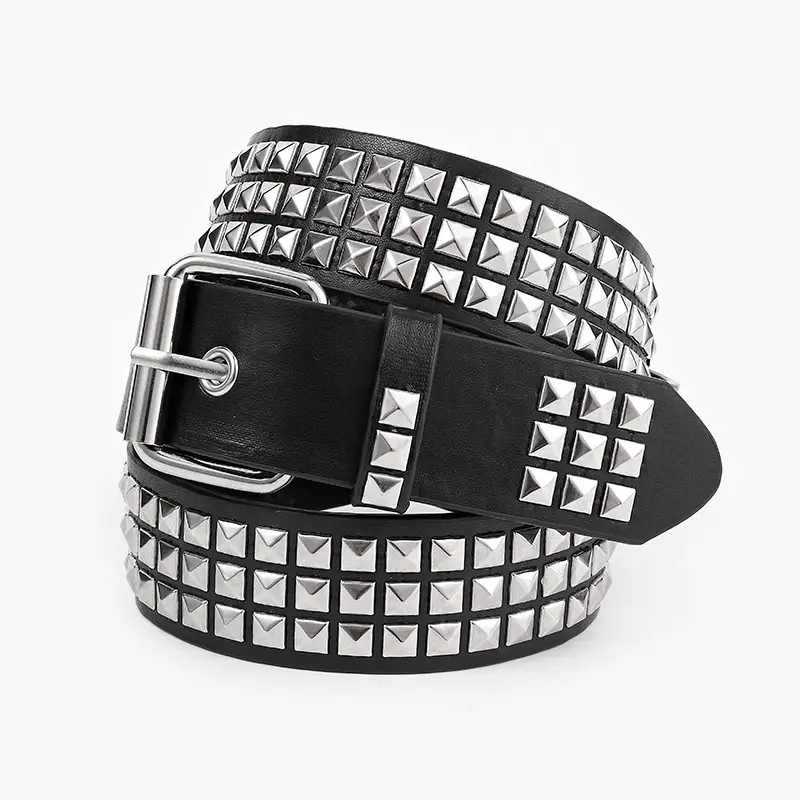 Purple Beaded Rivet Belt for Women — feature 3