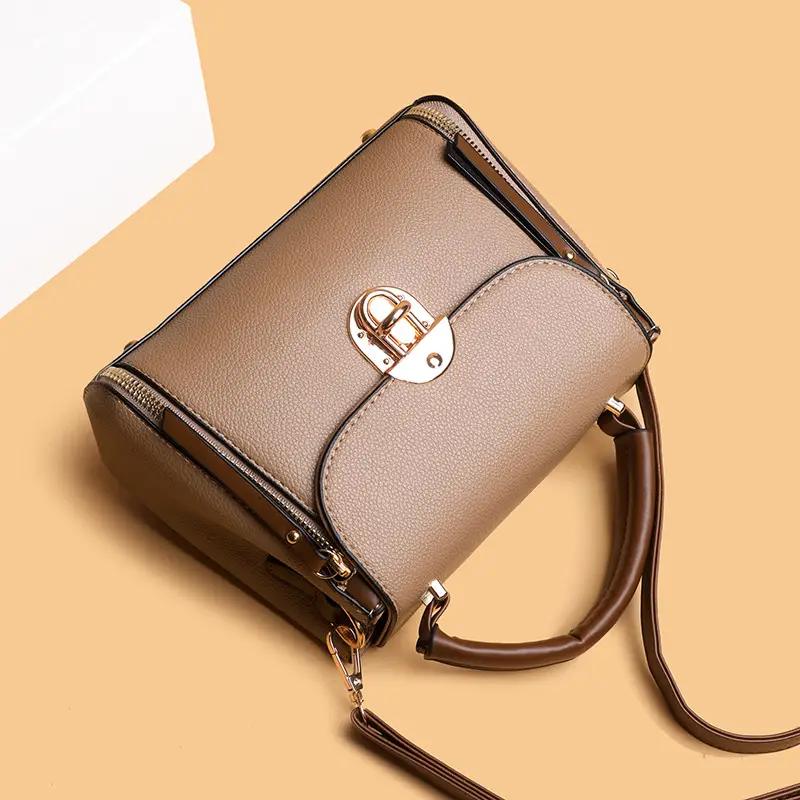 Women's Commuter Lock Bag Brown Leather Shoulder Crossbody
