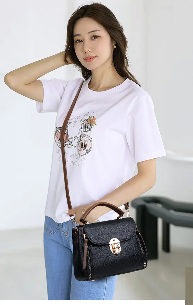 Women's Commuter Lock Bag Brown Leather Shoulder Crossbody — feature 14