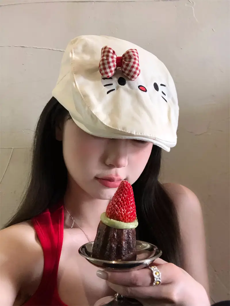 Cute Bowknot Cat Hat Women Spring Summer Japanese All-match — feature 2