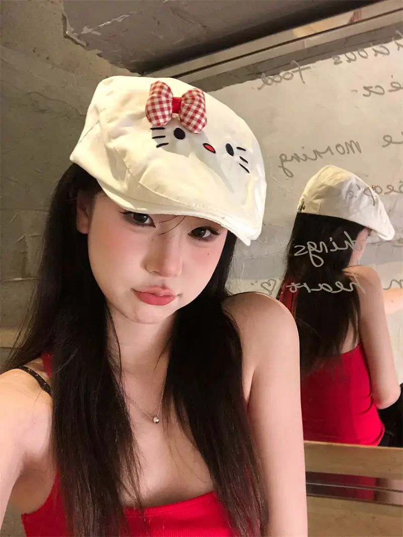 Cute Bowknot Cat Hat Women Spring Summer Japanese All-match — feature 3