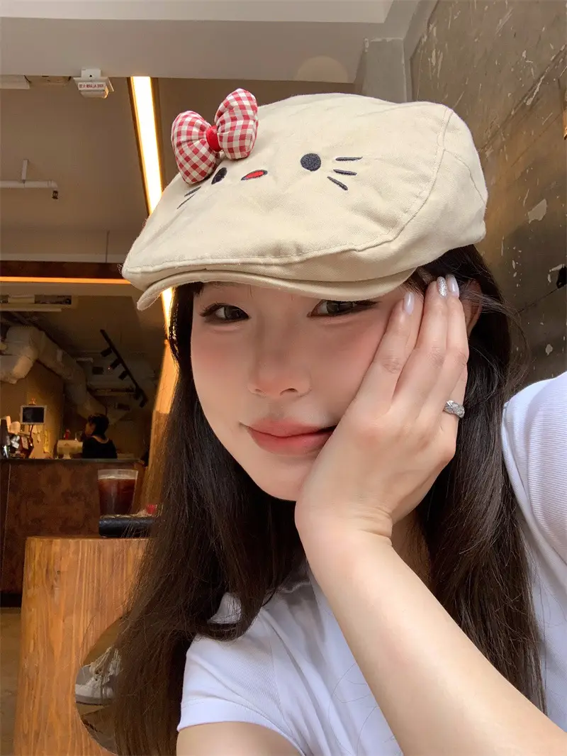 Cute Bowknot Cat Hat Women Spring Summer Japanese All-match — feature 6