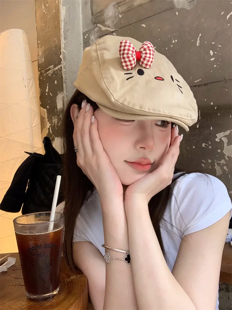 Cute Bowknot Cat Hat Women Spring Summer Japanese All-match — feature 7