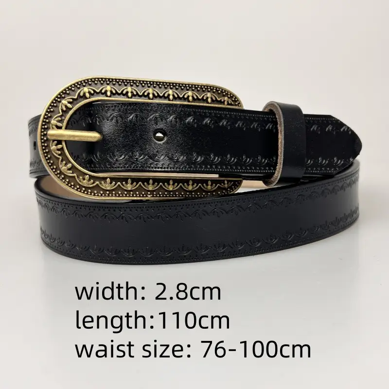Red Distressed Leather Belt with Gold Buckle