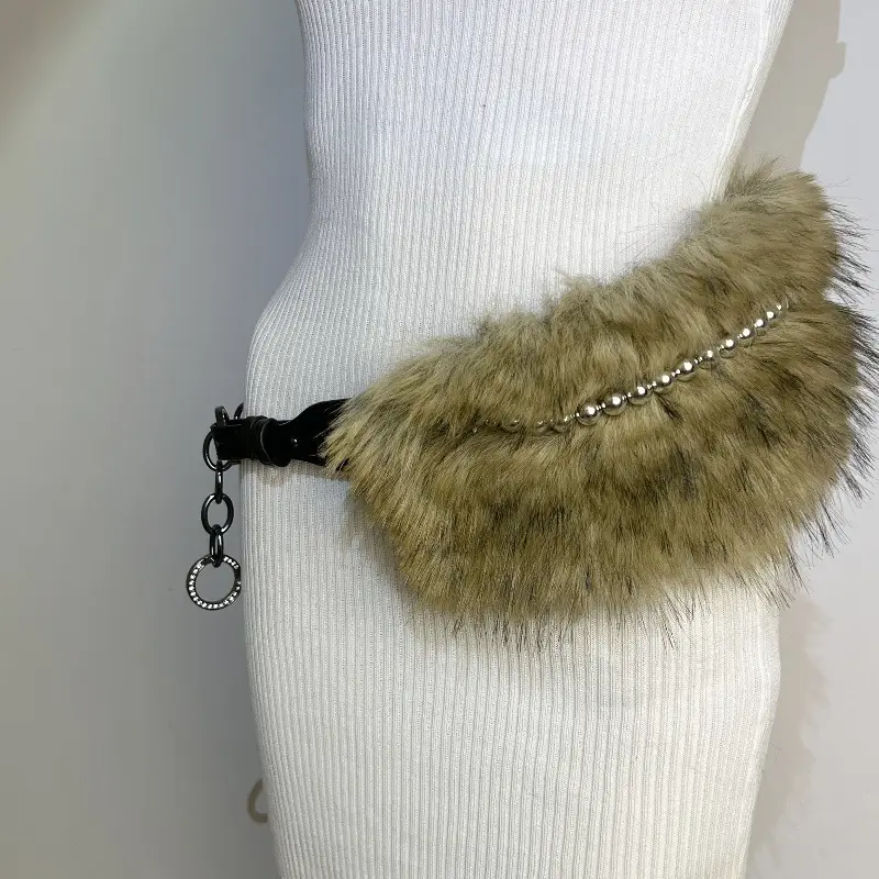 New Rabbit Fur Belt for Women Europe America Cross Border