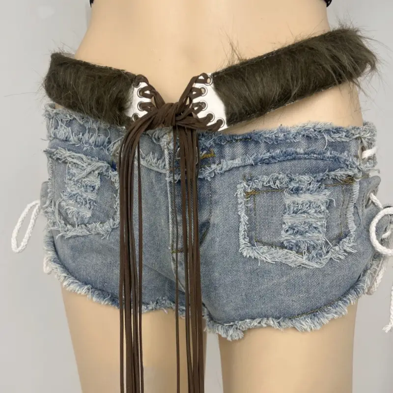 New Rabbit Fur Belt for Women Europe America Cross Border