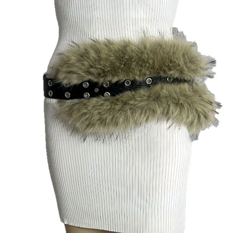 New Rabbit Fur Belt for Women Europe America Cross Border
