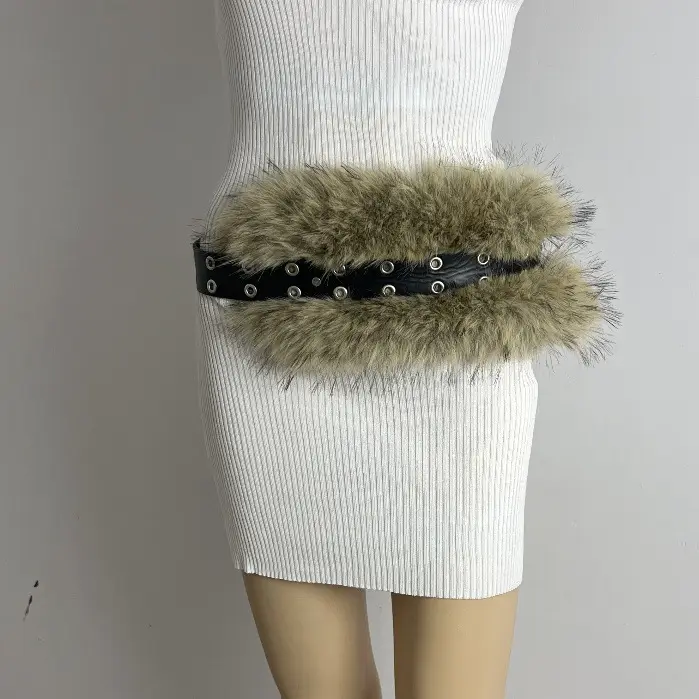 New Rabbit Fur Belt for Women Europe America Cross Border — feature 3