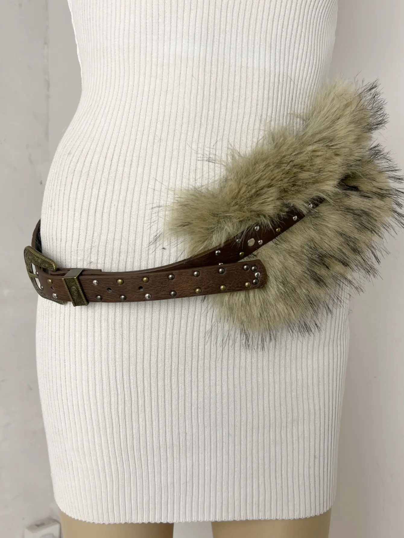 New Rabbit Fur Belt for Women Europe America Cross Border — feature 48