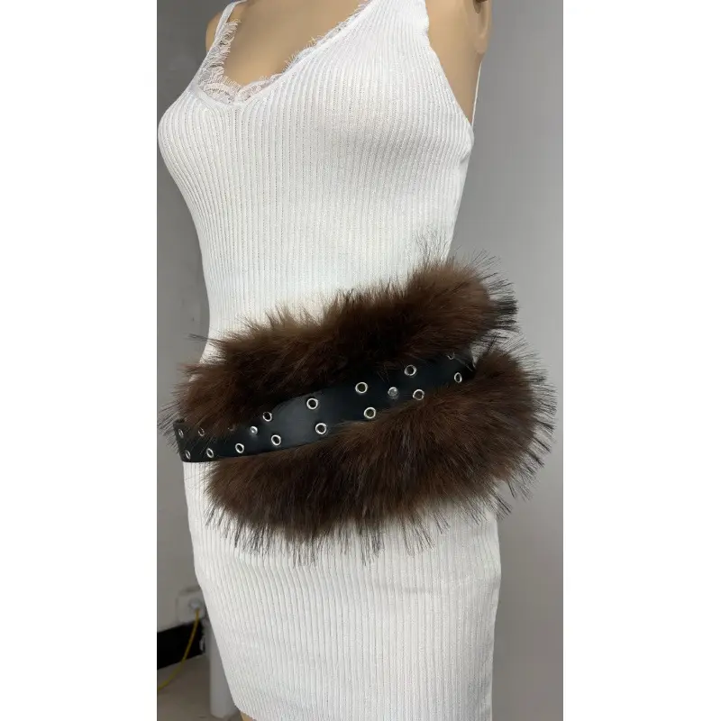 New Rabbit Fur Belt for Women Europe America Cross Border
