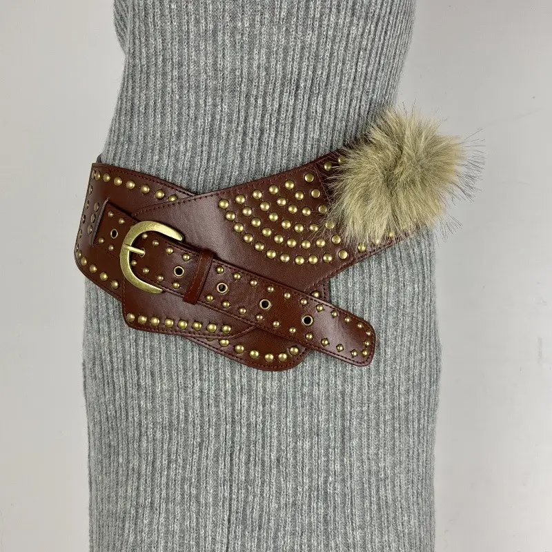 New Rabbit Fur Belt for Women Europe America Cross Border
