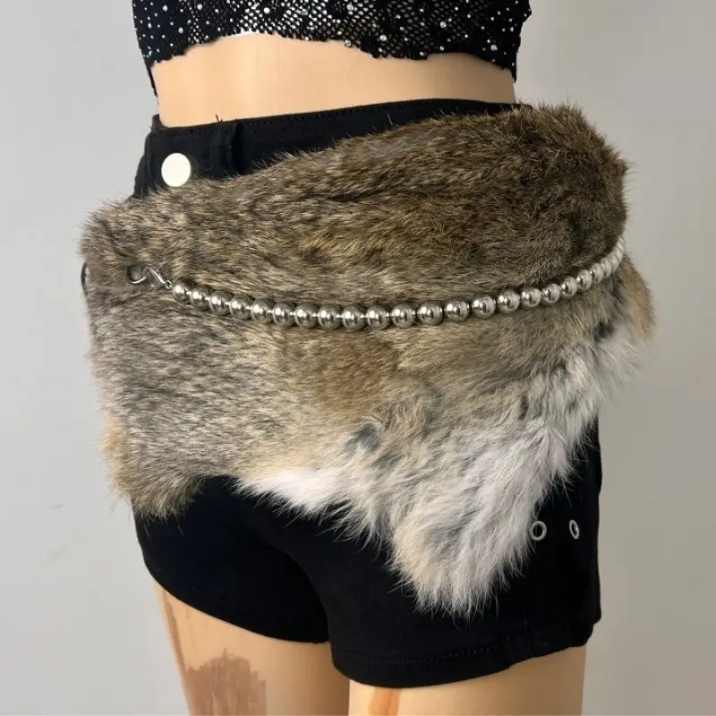 New Rabbit Fur Belt for Women Europe America Cross Border